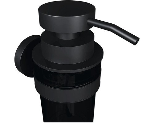 Distributeur de savon mural noir en plastique et métal