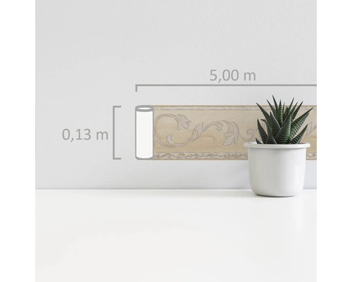 Bordure avec motif floral, 5,00 m de long et 0,13 m de large