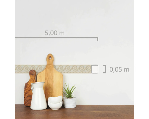 Dekorativer Bordüren-Sticker mit griechischem Mäandermuster, 5,00 Meter lang und 0,05 Meter breit