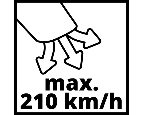 Symbole pour une vitesse de soufflage maximale de 210 kilomètres par heure
