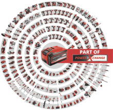 Batterie Einhell Power X-Change entourée d''outils Einhell