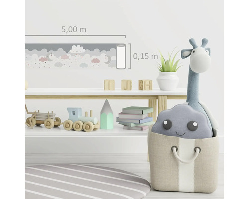 Bordüre mit Wolken-, Mond- und Sternenmuster, Länge 5 Meter, Breite 0,15 Meter