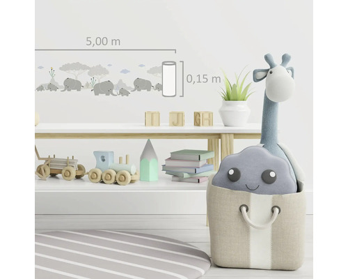 Wandbordüre mit Elefantenmotiv, Länge 5,00 Meter, Höhe 0,15 Meter