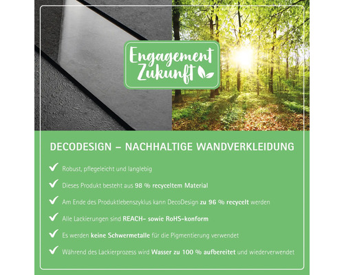 Revêtement mural durable DecoDesign avec des informations sur la durabilité