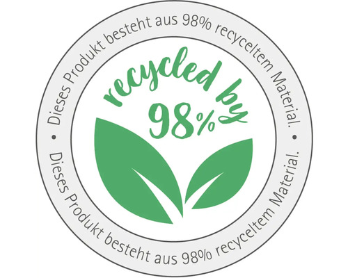 Ce produit est composé à 98 % de matériaux recyclés, label