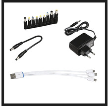 Netzteil mit Adaptern und USB-Kabeln