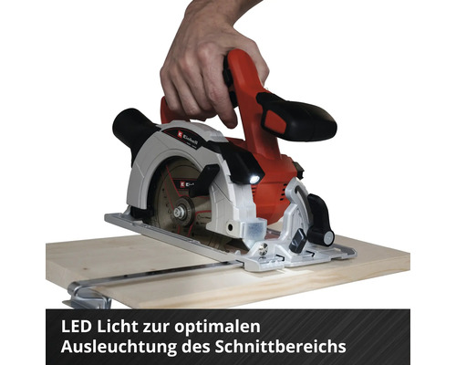 Scie circulaire portative Einhell coupant du bois avec éclairage LED