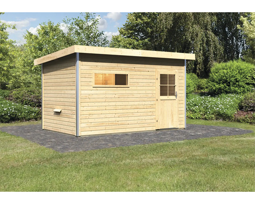 Chalet sauna Topas 3 sans poêle avec vestibule et porte entièrement vitrée couleur bronze