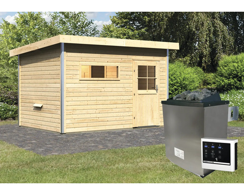 Sauna mit Saunaofen im Garten