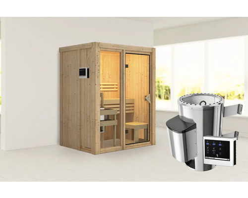 Sauna mit Saunaofen und Saunasteuerung