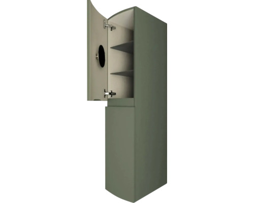 Armoire haute avec étagères et porte avec trou de préhension