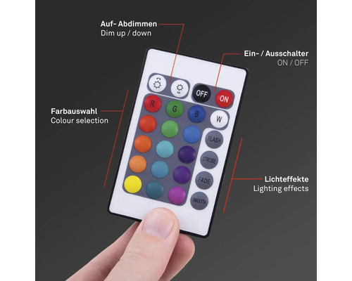 Gros plan d''une télécommande pour contrôler les effets de lumière et la sélection des couleurs