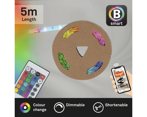 Bande LED de cinq mètres avec télécommande et commande par smartphone