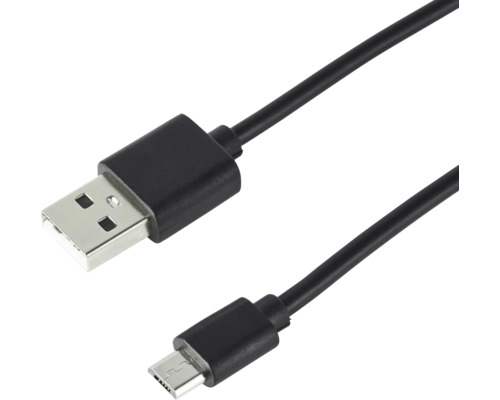 Schwarzes USB-auf-Micro-USB-Kabel für Datenübertragung und zum Aufladen von Geräten