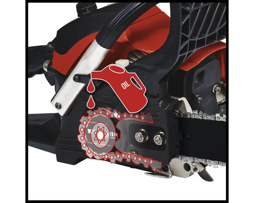 Tronçonneuse avec symbole d''alimentation en huile pour la lubrification de la chaîne