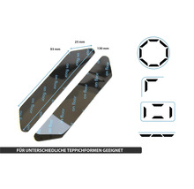 Teppichgleitschutz für verschiedene Teppichformen, geeignet für Fußbodenheizung, Maße 93 mm x 25 mm und 130 mm x 25 mm