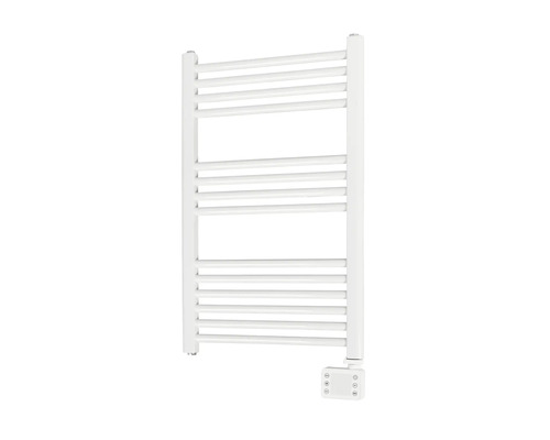 Weisser Handtuchwärmer mit Bedienfeld