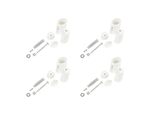 Quatre kits de fixations en céramique avec vis pour tuyaux de radiateur