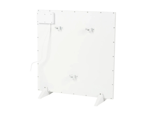 Dos d''un chauffage infrarouge avec pieds, boîte de connexion et câble