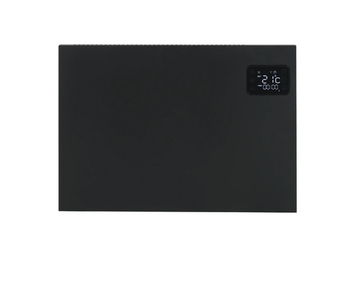 Schwarzer Heizkörper mit digitaler Anzeige