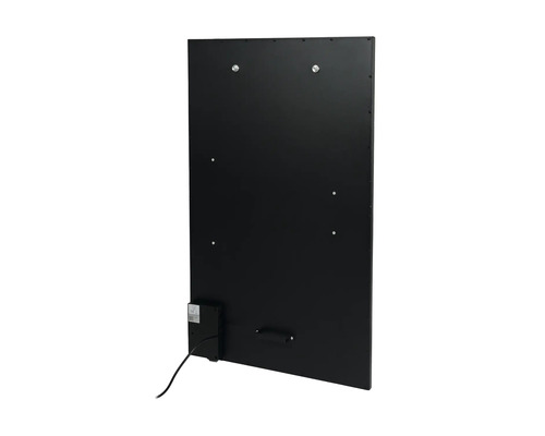 Vue arrière d''un chauffage infrarouge avec points de fixation et raccordement électrique.