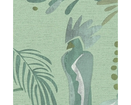 Papier peint avec motif de perroquets et de palmiers