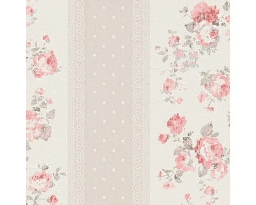Papier peint à motif de roses et à pois