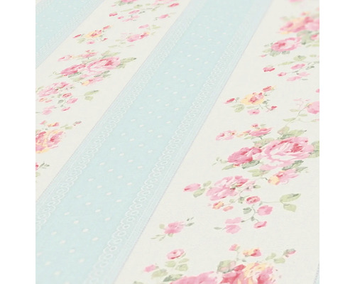 Tapete mit Rosenmuster und Streifen