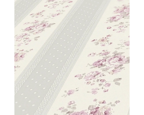 Papier peint à motif de roses et rayures