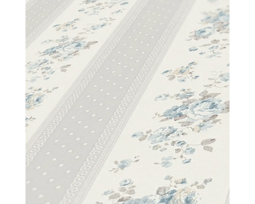 Tapete mit Blumenmuster und Streifen