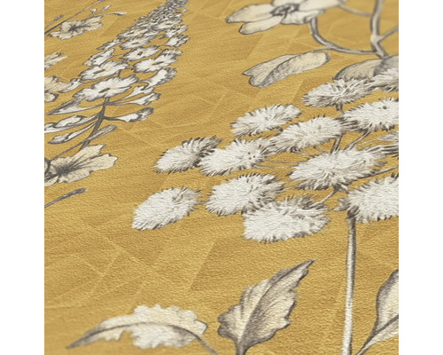 Vue détaillée d''un papier peint doré à motif floral