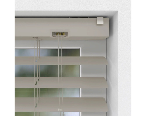 Detailansicht einer horizontalen Jalousie am Fenster