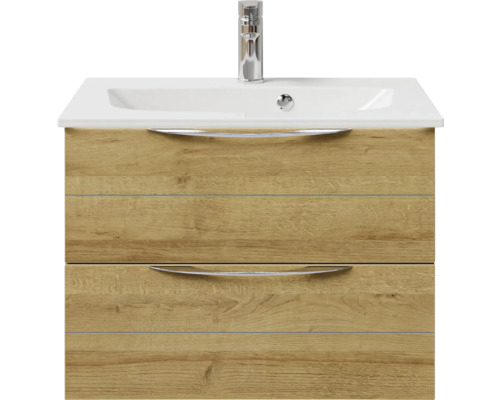 Meuble sous-lavabo avec deux tiroirs, lavabo et robinet