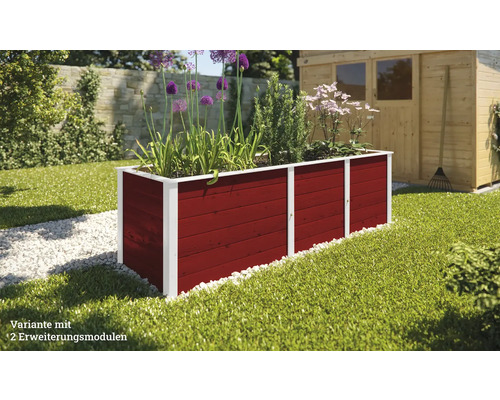 Jardinière surélevée avec deux modules d''extension dans le jardin