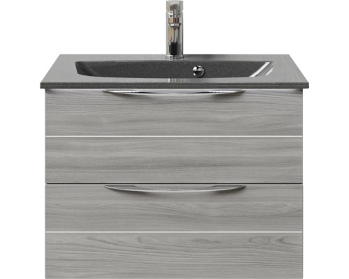 Meuble sous-lavabo avec deux tiroirs, lavabo et robinet