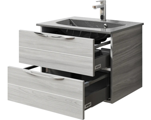 Meuble sous-lavabo avec deux tiroirs et vasque à poser