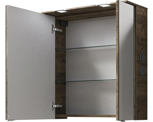 Offener Spiegelschrank mit Glasböden für das Badezimmer