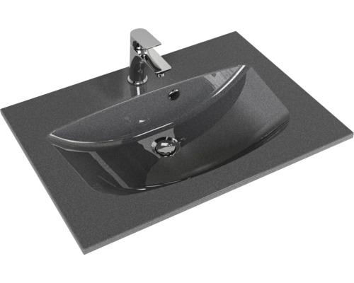 Waschtischplatte mit Aufsatzwaschbecken und Armatur