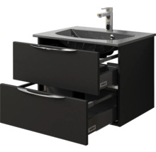 Meuble sous-lavabo avec deux tiroirs, lavabo et robinet