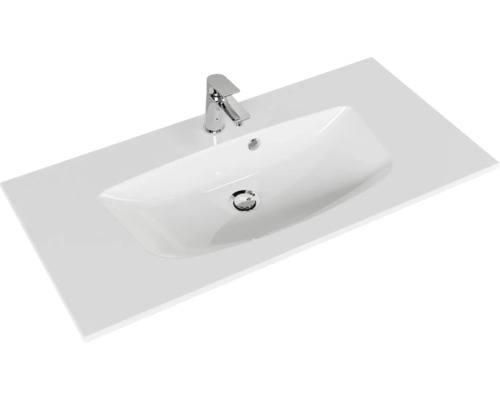 Vasque avec robinet et plaque rectangulaire