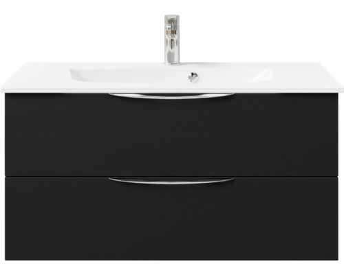 Meuble sous-lavabo avec deux tiroirs, lavabo et robinet