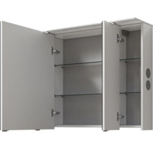 Armoire de toilette ouverte avec étagères en verre pour la salle de bain