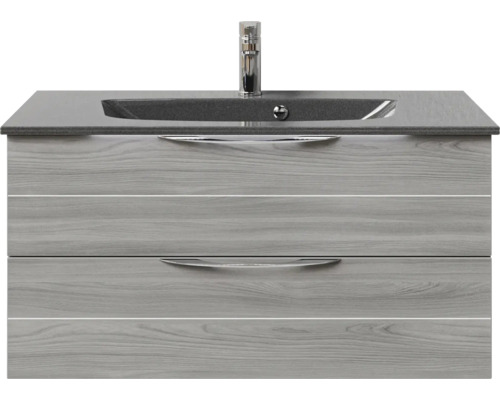 Meuble sous-lavabo avec deux tiroirs, lavabo et robinet