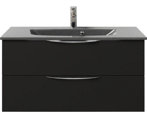 Meuble sous-vasque avec deux tiroirs, plan de toilette et robinetterie