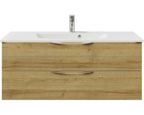 Meuble sous-vasque avec deux tiroirs, vasque et robinetterie