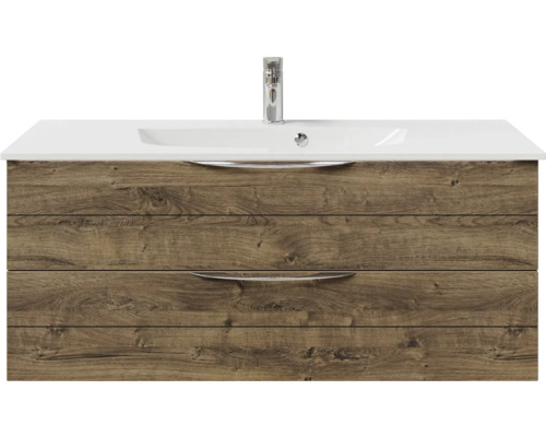 Waschtischunterschrank mit zwei Schubladen, Aufsatzwaschbecken und Armatur