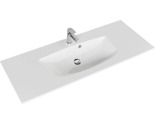 Vasque à poser avec robinet sur un plan de toilette