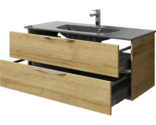 Meuble sous-lavabo avec deux tiroirs et lavabo à poser