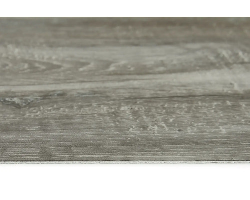 Nahaufnahme eines grauen Vinylbodens mit Holzoptik