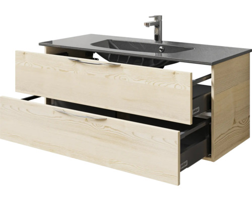 Meuble sous-lavabo avec deux tiroirs et un lavabo